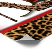 Poster Leopard haut talon et rose rouge (Coin)