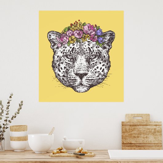 Poster Leopard Hippie Chic (Cuisine)