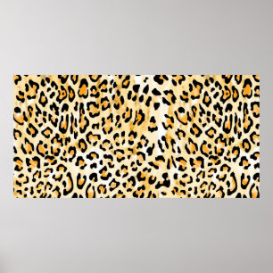 Poster leopard jaune et blanc dessiné à la main