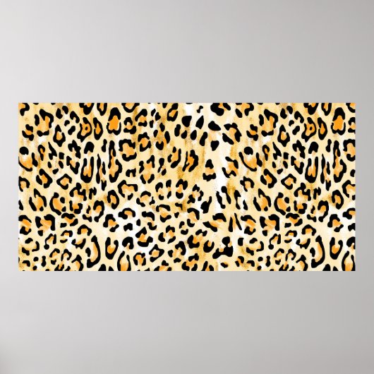 Poster leopard jaune et blanc dessiné à la main (Devant)