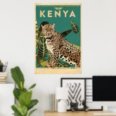Poster Leopard Kenya Travel (Bureau à domicile)