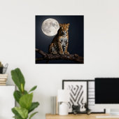 Poster Léopard majestueux et pleine lune (Bureau à domicile)