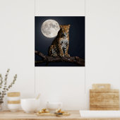 Poster Léopard majestueux et pleine lune (Cuisine)
