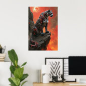 Poster Léopard majestueux sous ciel de feu (Bureau à domicile)