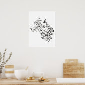 Poster Léopard Noir Et Blanc (Cuisine)