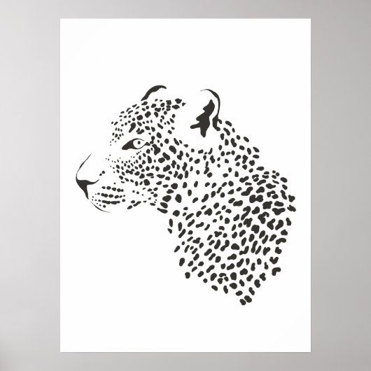 Poster Léopard Noir Et Blanc (Devant)