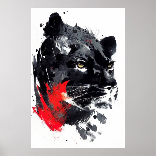 Poster Leopard Panther Wild Nature Free Spirit Art Brush (Devant)