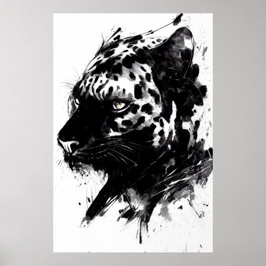 Poster Leopard Panther Wild Nature Free Spirit Art Brush (Devant)