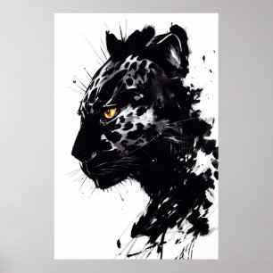 Poster Leopard Panther Wild Nature Free Spirit Art Brush