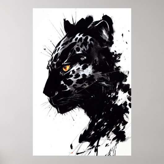 Poster Leopard Panther Wild Nature Free Spirit Art Brush (Devant)