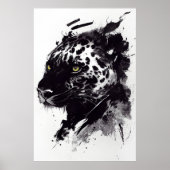 Poster Leopard Panther Wild Nature Free Spirit Art Brush (Devant)