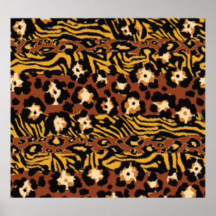Poster Léopard, peaux de tigre, motif sauvage.