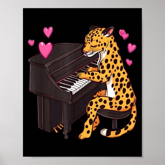Poster Leopard Playing Ano Valentines Day Funny Leopard  (Devant)