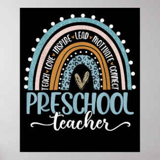 Poster Leopard Rainbow, Professeur À L'École Préscolaire