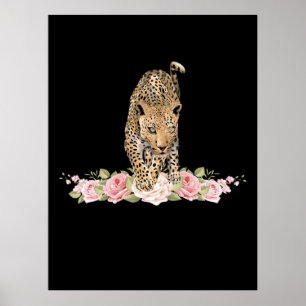 Poster Léopard, Rose léopard, Fleur léopard