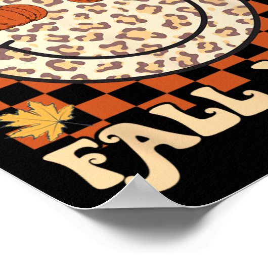 Poster Leopard Smile Face Happy Fall Y'all Retro Super A (Coin)