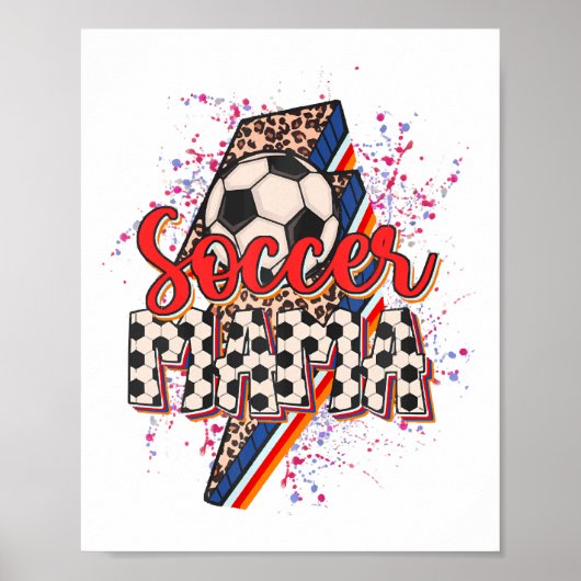 Poster Leopard Soccer Mama Éclair Bolt Sport Maman Mothe (Devant)