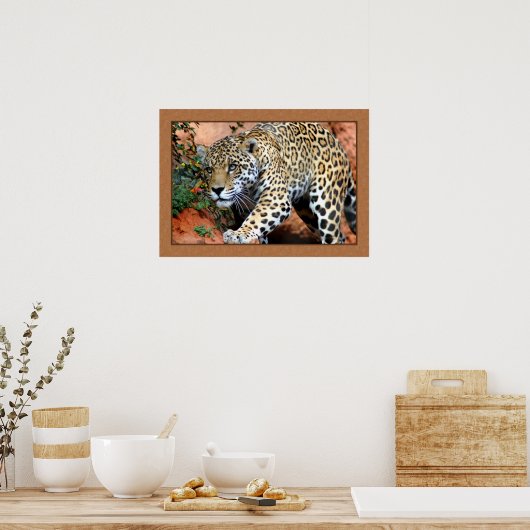 Poster Leopard Stalking Closeup Photographie (Cuisine)