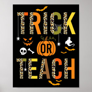 Poster Leopard Trick Ou Enseigner L'École D'Halloween Aut