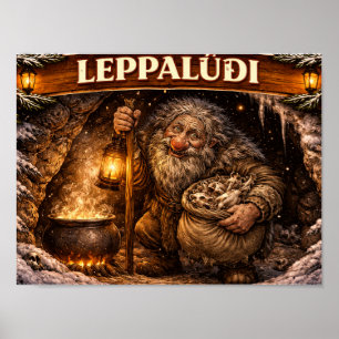 Poster Leppaludi lutin de Noël islandais