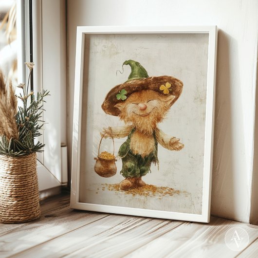 Poster Leprechaun avec Pot of Gold Peinture St Patrick's