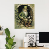 Poster Leprechaun avec Shamrocks (Bureau à domicile)