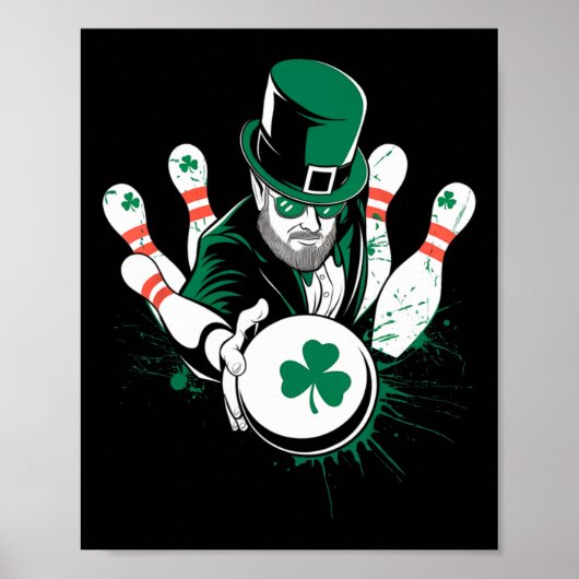 Poster Leprechaun Bowling St. Patrick’s Day Lucky Men Boy (Devant)