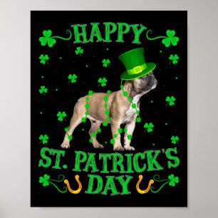 Poster Leprechaun Casquette Français Bulldog Saint Patric