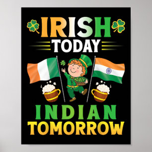 Poster Leprechaun Dancing Flags Bière Irlandaise Aujourd'