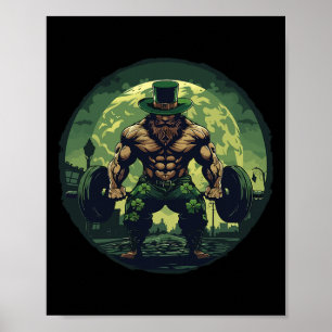 Poster Leprechaun Poids Lifting Bodybuilding Gym St Pat