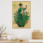 Poster Leprechaun Shamrock Clay Pipe Harpe d'Erin (Cuisine)