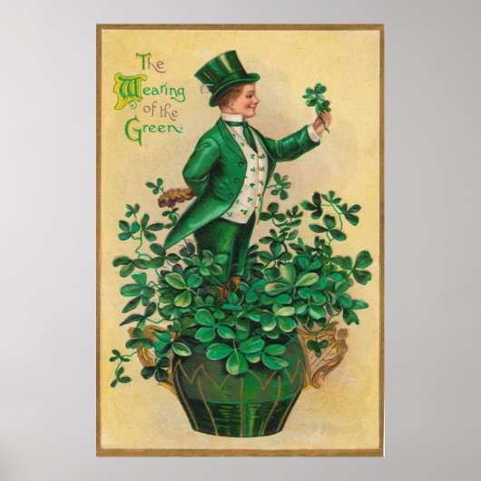 Poster Leprechaun Shamrock Clay Pipe Harpe d'Erin (Devant)