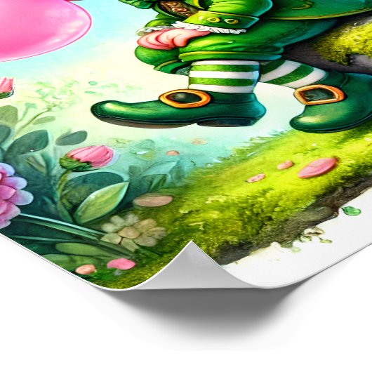 Poster Leprechaun soufflant Bubble Gum St. Patrick's Day (Coin)