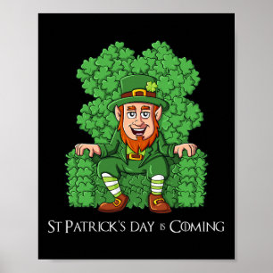 Poster Leprechaun Sur Trône De Clover Jour de la Saint Pa
