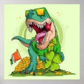 Poster Leprechaun T-Rex St. Patrick's Day (Devant)