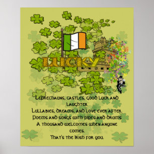 Poster Leprechauns, Châteaux, Bonne chance et rire