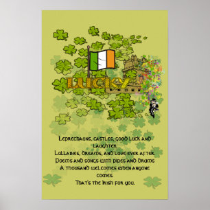 Poster Leprechauns, Châteaux, Bonne chance et rire