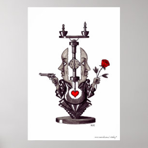 Poster L'équilibre de l'âme surréaliste art noir et blanc