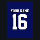 Poster L'équipe de Jersey de sports Blue Navy<br><div class="desc">Preppy Solid Color Navy Blue Team Jersey / Sports Jersey / Football Jersey / Rugby Jersey avec Nom Personnalisé Customisez ceci avec votre nom propre ou nom d'équipe et un numéro. Vous pouvez modifier la taille, la couleur et l'emplacement du texte si vous avez besoin d'apporter des modifications, de modifier...</div>
