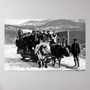 Poster L'équipe de vache tire les hommes dans un escargot