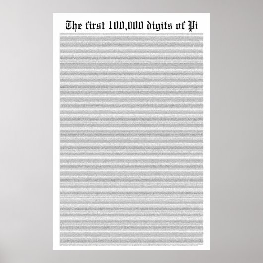 Poster Les 100 000 premiers chiffres de Pi (Devant)