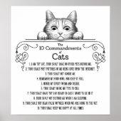 Poster Les 10 commandements de chats amusants (Devant)