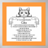 Poster Les 10 commandements de chats amusants (Devant)