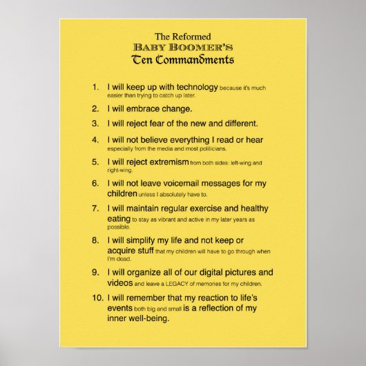 Poster Les 10 commandements du baby-boom réformé (Devant)