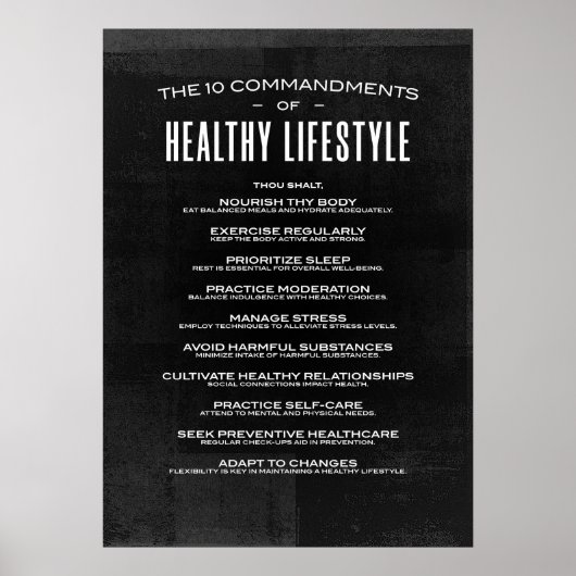 Poster Les 10 commandements d'un mode de vie sain (Devant)