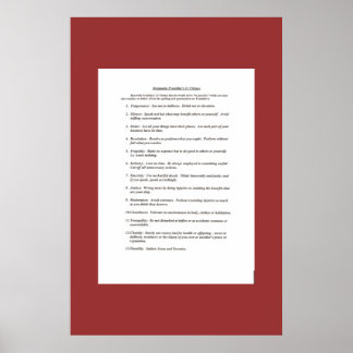 Poster Les 13 vertus de Ben Franklin