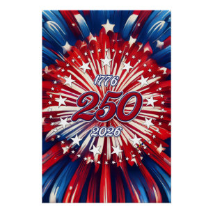 Poster Les 250 ans d'Amérique 1776-2026 Feux d'artifice R