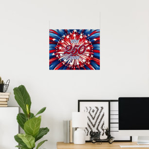 Poster Les 250 ans d'Amérique 1776-2026 Feux d'artifice R