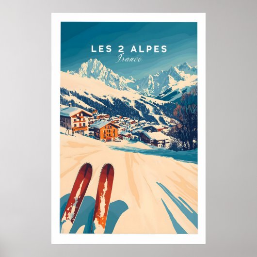 Poster Les 2 Alpes Art Ski Print 1 (Devant)