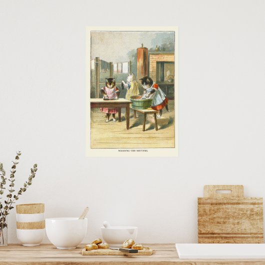 Poster Les 3 petits chatons : Laver les Mittens (Cuisine)